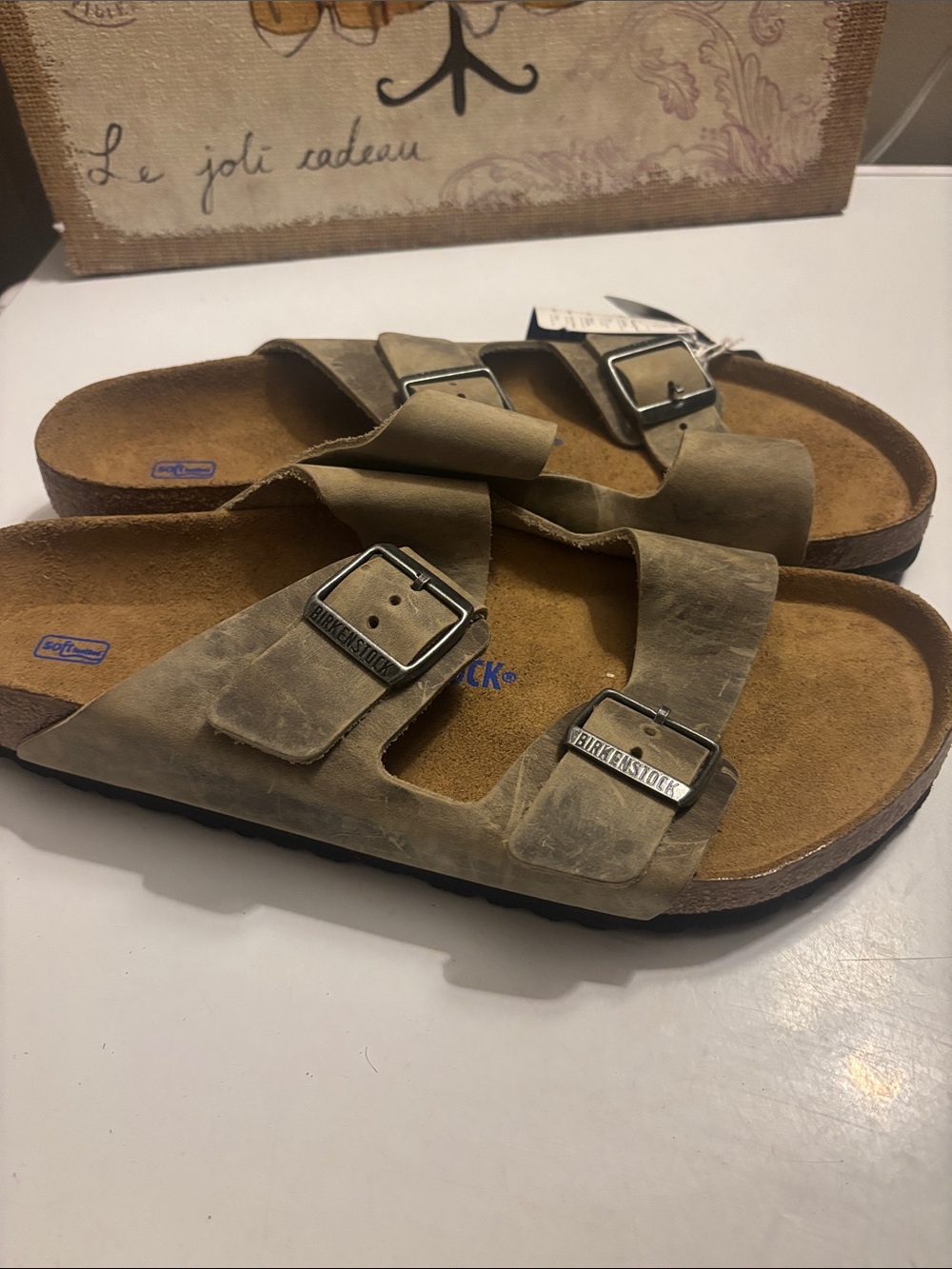 Birkenstock Arizona soft footbed oiled leather faded khaki color